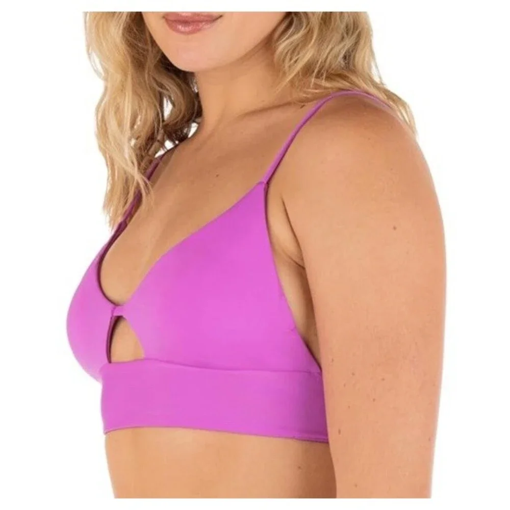 Hurley Reversible Bralette Bikini Swimsuit Top Womens Sz Med Bright Orchid